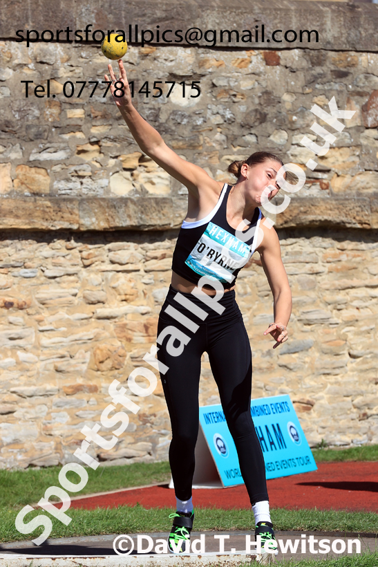 Heptathlon shot putt, 2025 EAP International Combined Events, Hexham, Northumberland.  Photo: David T. Hewitson/Sports for All Pics